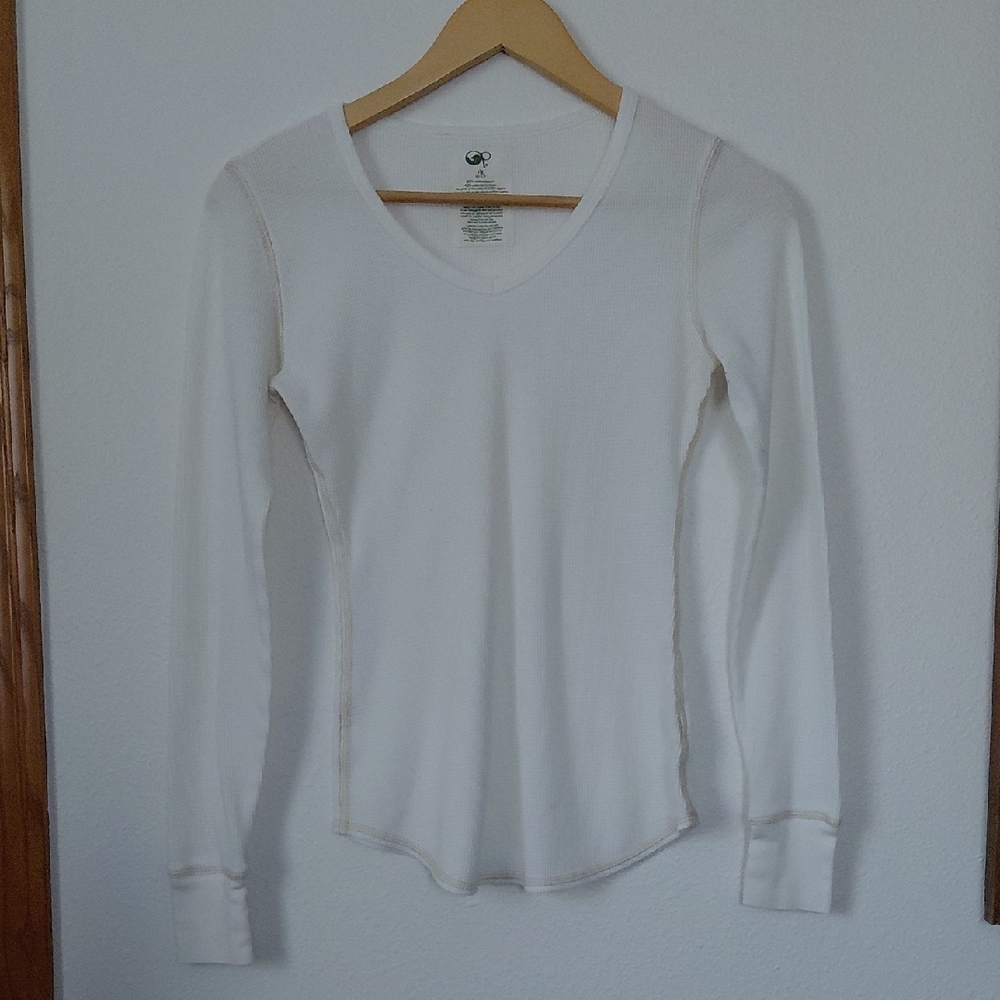 Women's OP White Long Sleeve Waffle Knit Thermal Top